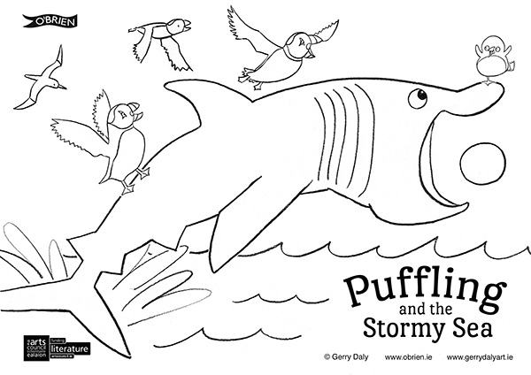 Puffling and the Stormy Sea colour in PDF of Puffling's reunion with her parents