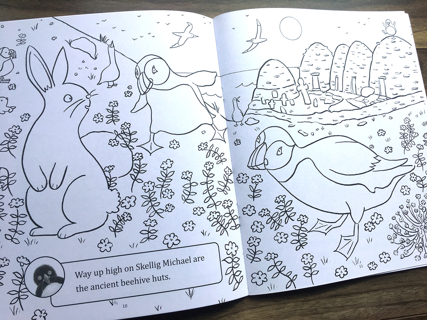 Where Are You Puffling? Colour in the rabbit and stone huts